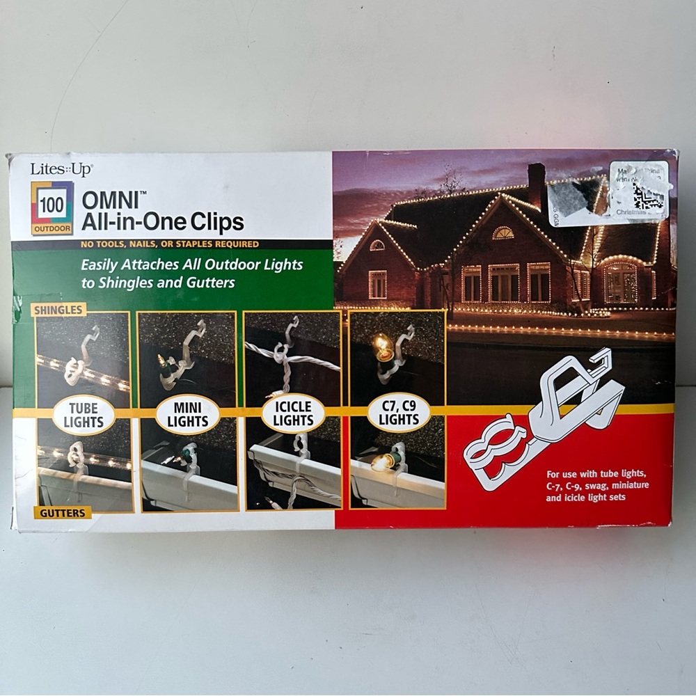 New 100 Lites Up OMNI All-in-One Christmas Light Clips Shingle Gutter Hooks